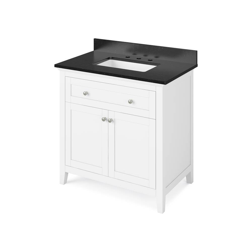 Jeffrey Alexander - 36'' White Chatham Vanity, Black Granite Vanity Top, undermount rectangle bowl - White