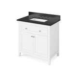 Jeffrey Alexander - 36'' White Chatham Vanity, Black Granite Vanity Top, undermount rectangle bowl - White