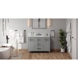 Jeffrey Alexander - 48'' Grey Katara Vanity, White Carrara Marble Vanity Top, Undermount Rectangle Bowl - Grey