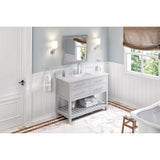 Jeffrey Alexander - 48'' Grey Wavecrest Vanity, White Carrara Marble Vanity Top, undermount rectangle bowl - Grey