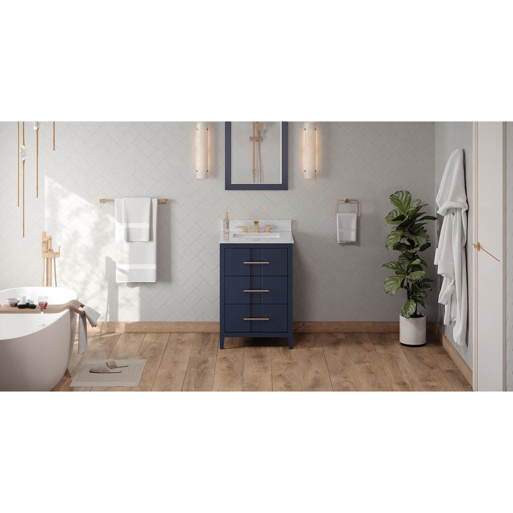 Jeffrey Alexander - 24'' Hale Blue Katara Vanity, White Carrara Marble Vanity Top, Undermount Rectangle Bowl - Hale Blue