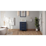 Jeffrey Alexander - 24'' Hale Blue Katara Vanity, White Carrara Marble Vanity Top, Undermount Rectangle Bowl - Hale Blue