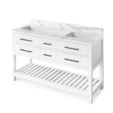 Jeffrey Alexander - 60'' White Wavecrest Vanity, double bowl, Calacatta Vienna Quartz Vanity Top, two undermount rectangle bowls - White