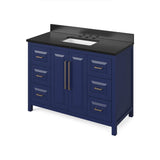 Jeffrey Alexander - 48'' Hale Blue Cade Vanity, Black Granite Vanity Top, undermount rectangle bowl - Hale Blue