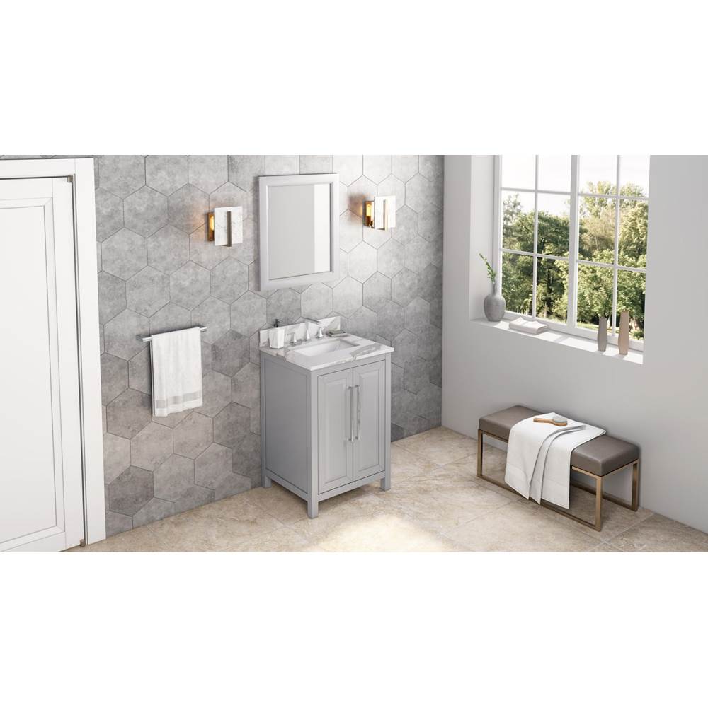 24'' Black Cade Vanity, Calacatta Vienna Quartz Vanity Top, undermount rectangle bowl