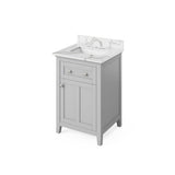Jeffrey Alexander - 24'' Grey Chatham Vanity, Calacatta Vienna Quartz Vanity Top, undermount rectangle bowl - Grey