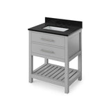 Jeffrey Alexander - 30'' Grey Wavecrest Vanity, Black Granite Vanity Top, undermount rectangle bowl - Grey
