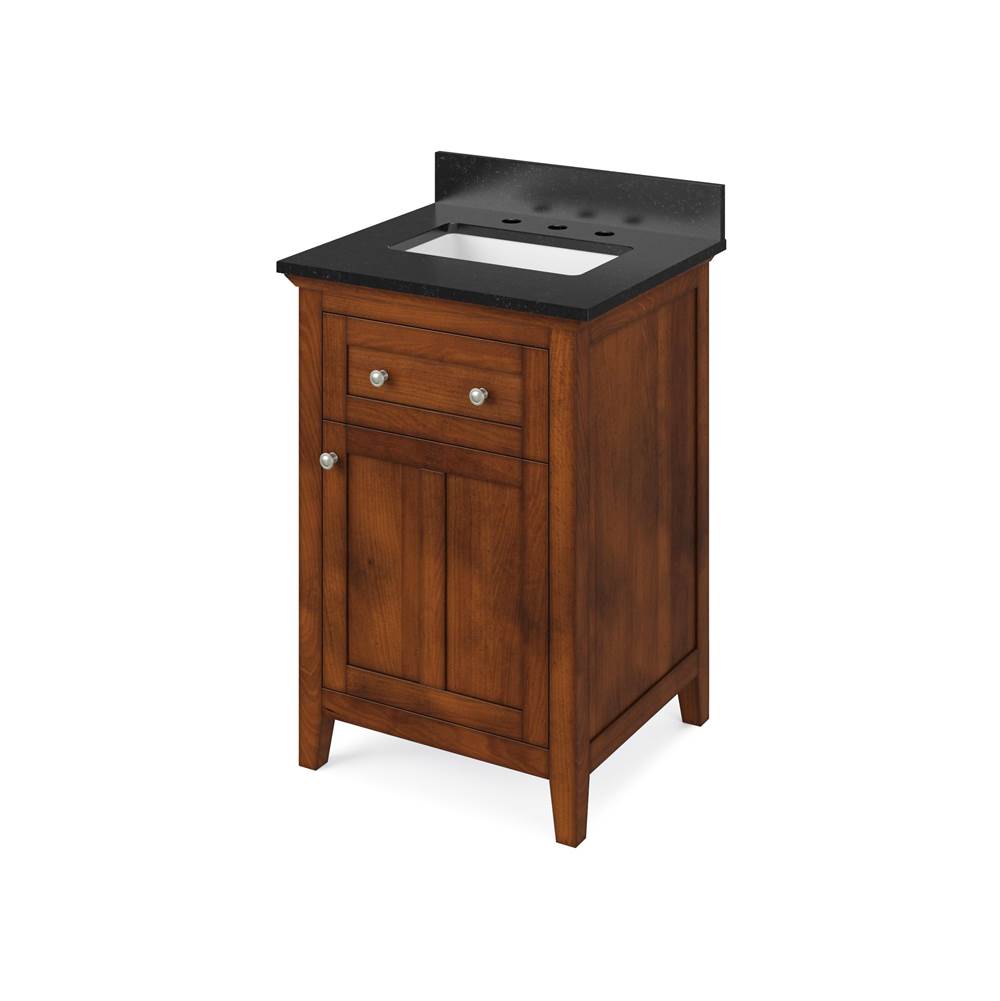 Jeffrey Alexander - 24'' Chocolate Chatham Vanity, Black Granite Vanity Top, undermount rectangle bowl - Chocolate