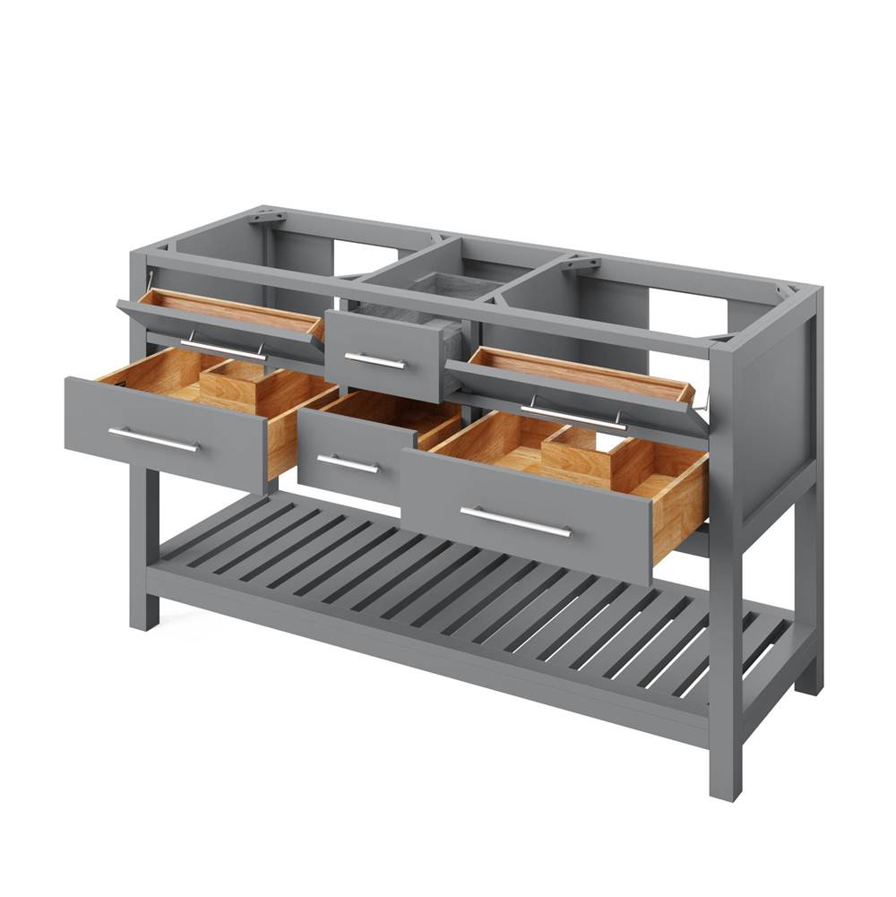 60'' Grey Wavecrest Vanity, double bowl