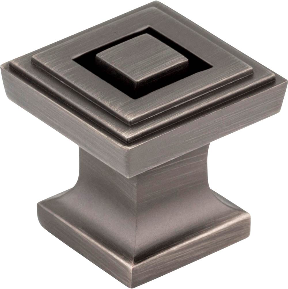 Jeffrey Alexander - 1'' Overall Length Brushed Pewter Square Delmar Cabinet Knob - Brushed Pewter