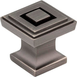 Jeffrey Alexander - 1'' Overall Length Brushed Pewter Square Delmar Cabinet Knob - Brushed Pewter