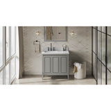 Jeffrey Alexander - 36'' Grey Percival Vanity, left offset - Grey