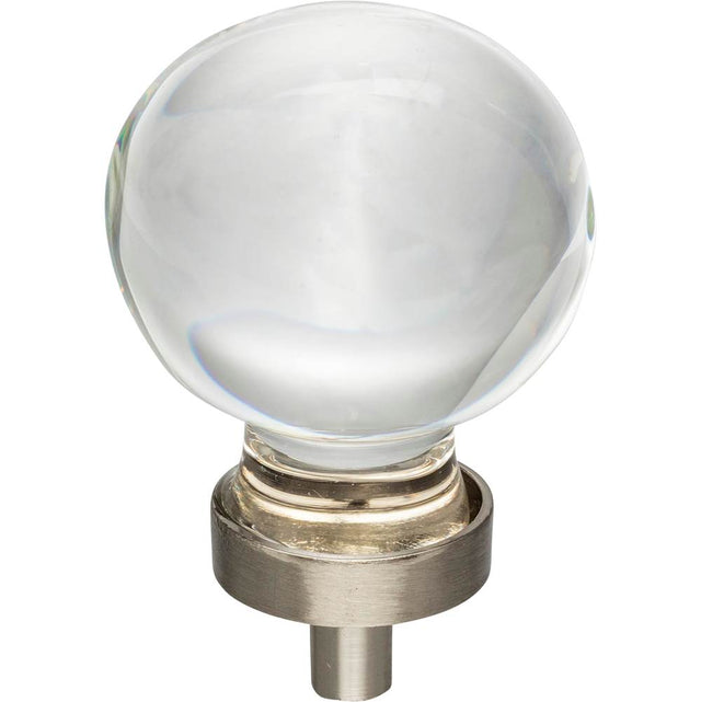 Jeffrey Alexander - 1-3/8'' Diameter Satin Nickel Sphere Glass Harlow Cabinet Knob - Satin Nickel