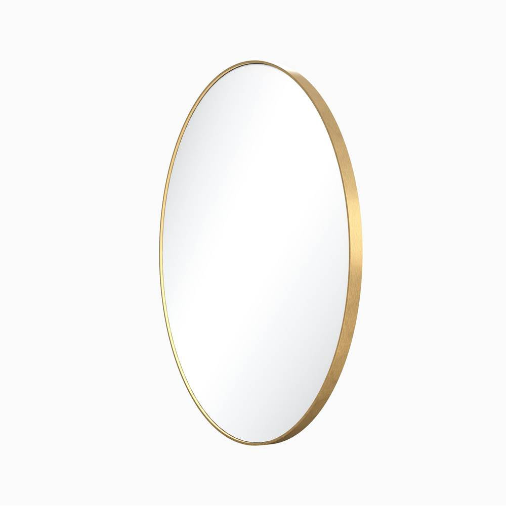 30'' x 1'' Brushed Gold Circular Metal Frame mirror