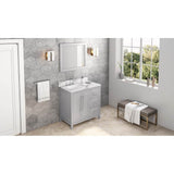 36'' Black Cade Vanity, left offset, Calacatta Vienna Quartz Vanity Top, undermount rectangle bowl