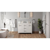 Jeffrey Alexander - 48'' White Katara Vanity, Calacatta Vienna Quartz Vanity Top, Undermount Rectangle Bowl - White