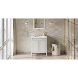 Jeffrey Alexander - 30'' White Percival Vanity, Calacatta Vienna Quartz Vanity Top, Undermount Rectangle Bowl - White