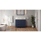 Jeffrey Alexander - 42'' Hale Blue Katara Vanity, Left Offset, Calacatta Vienna Quartz Vanity Top, Undermount Rectangle Bowl - Hale Blue