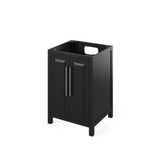 24'' Black Cade Vanity, White Carrara Marble Vanity Top, undermount rectangle bowl
