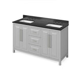 Jeffrey Alexander - 60'' Grey Cade Vanity, double bowl, Black Granite Vanity Top, undermount rectangle bowl - Grey