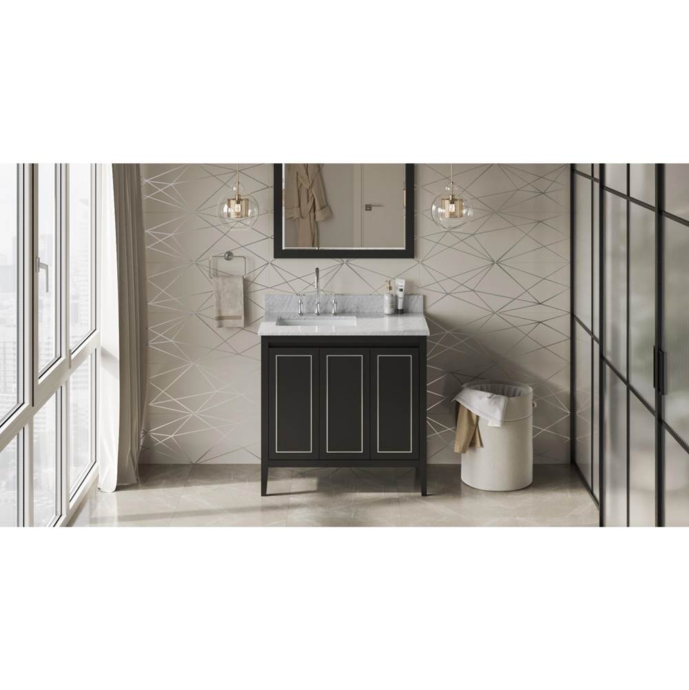 Jeffrey Alexander - 36'' Black Percival Vanity, left offset - Black