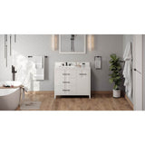 Jeffrey Alexander - 42'' White Katara Vanity, Left Offset, Calacatta Vienna Quartz Vanity Top, Undermount Rectangle Bowl - White