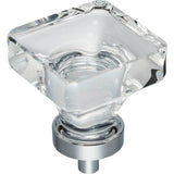 Jeffrey Alexander - 1-3/8'' Overall Length Polished Chrome Square Glass Harlow Cabinet Knob - Polished Chrome