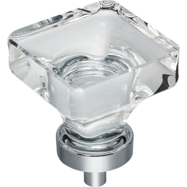 Jeffrey Alexander - 1-3/8'' Overall Length Polished Chrome Square Glass Harlow Cabinet Knob - Polished Chrome