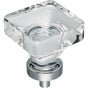 Jeffrey Alexander - 1-3/8'' Overall Length Polished Chrome Square Glass Harlow Cabinet Knob - Polished Chrome