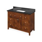 Jeffrey Alexander - 48'' Chocolate Chatham Vanity, Black Granite Vanity Top, undermount rectangle bowl - Chocolate