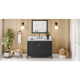 Jeffrey Alexander - 48'' Black Theodora Vanity, White Carrara Marble Vanity Top, Undermount Rectangle Bowl - Black