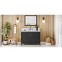 Jeffrey Alexander - 48'' Black Theodora Vanity, White Carrara Marble Vanity Top, Undermount Rectangle Bowl - Black