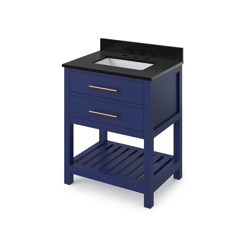 Jeffrey Alexander - 30'' Hale Blue Wavecrest Vanity, Black Granite Vanity Top, undermount rectangle bowl - Hale Blue