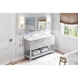 60'' Grey Wavecrest Vanity, double bowl, Calacatta Vienna Quartz Vanity Top, two undermount rectangle bowls