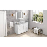 Jeffrey Alexander - 48'' White Cade Vanity, White Carrara Marble Vanity Top, undermount rectangle bowl - White