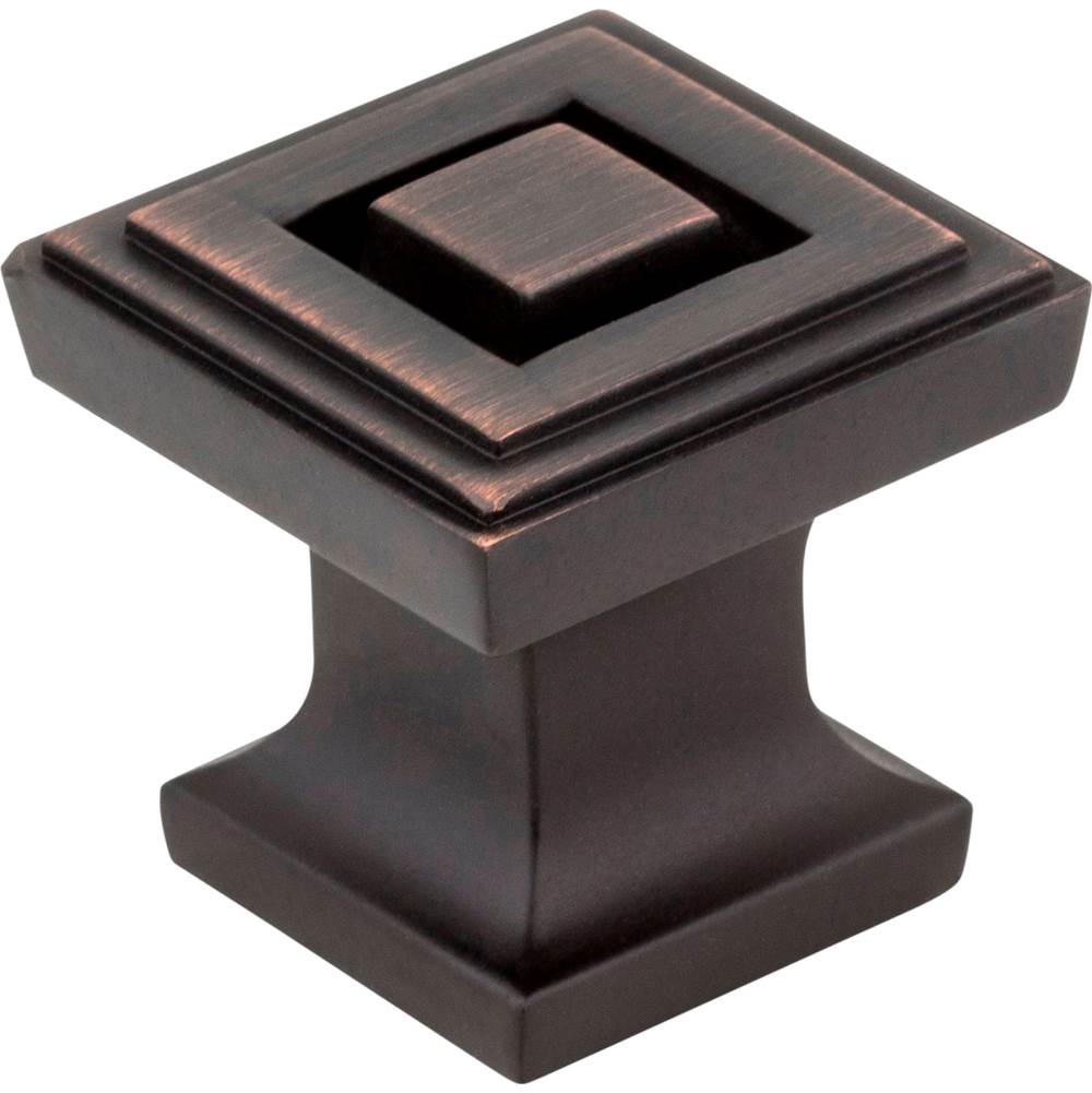 Jeffrey Alexander - 1'' Overall Length Brushed Oil Rubbed Bronze Square Delmar Cabinet Knob - Brushed Oil Rubbed Bronze
