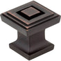 Jeffrey Alexander - 1'' Overall Length Brushed Oil Rubbed Bronze Square Delmar Cabinet Knob - Brushed Oil Rubbed Bronze