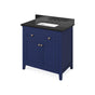 Jeffrey Alexander - 36'' Hale Blue Chatham Vanity, Black Granite Vanity Top, undermount rectangle bowl - Hale Blue