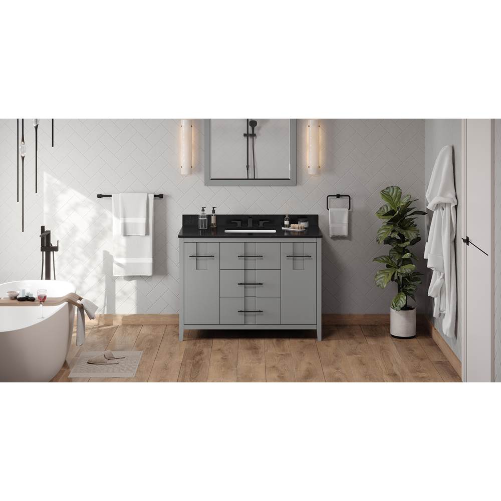 Jeffrey Alexander - 48'' Grey Katara Vanity, Black Granite Vanity Top, Undermount Rectangle Bowl - Grey