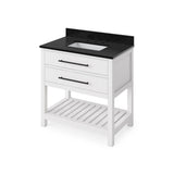 Jeffrey Alexander - 36'' White Wavecrest Vanity, Black Granite Vanity Top, undermount rectangle bowl - White