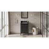 Jeffrey Alexander - 24'' Black Percival Vanity, Black Granite Vanity Top, Undermount Rectangle Bowl - Black