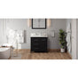 Jeffrey Alexander - 36'' Black Katara Vanity, Left Offset, Calacatta Vienna Quartz Vanity Top, Undermount Rectangle Bowl - Black