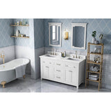 60'' Chocolate Chatham Vanity, double bowl, Calacatta Vienna Quartz Vanity Top, two undermount rectangle bowls