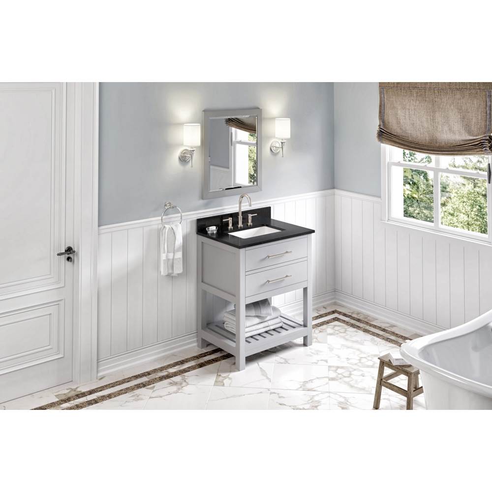 30'' Hale Blue Wavecrest Vanity, Black Granite Vanity Top, undermount rectangle bowl