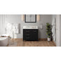 Jeffrey Alexander - 42'' Black Katara Vanity, Left Offset, Calacatta Vienna Quartz Vanity Top, Undermount Rectangle Bowl - Black