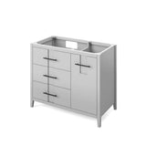 42'' Black Katara Vanity, Left Offset, White Carrara Marble Vanity Top, Undermount Rectangle Bowl