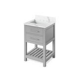 Jeffrey Alexander - 24'' Grey Wavecrest Vanity, Calacatta Vienna Quartz Vanity Top, undermount rectangle bowl - Grey