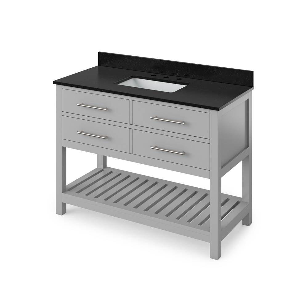 Jeffrey Alexander - 48'' Grey Wavecrest Vanity, Black Granite Vanity Top, undermount rectangle bowl - Grey