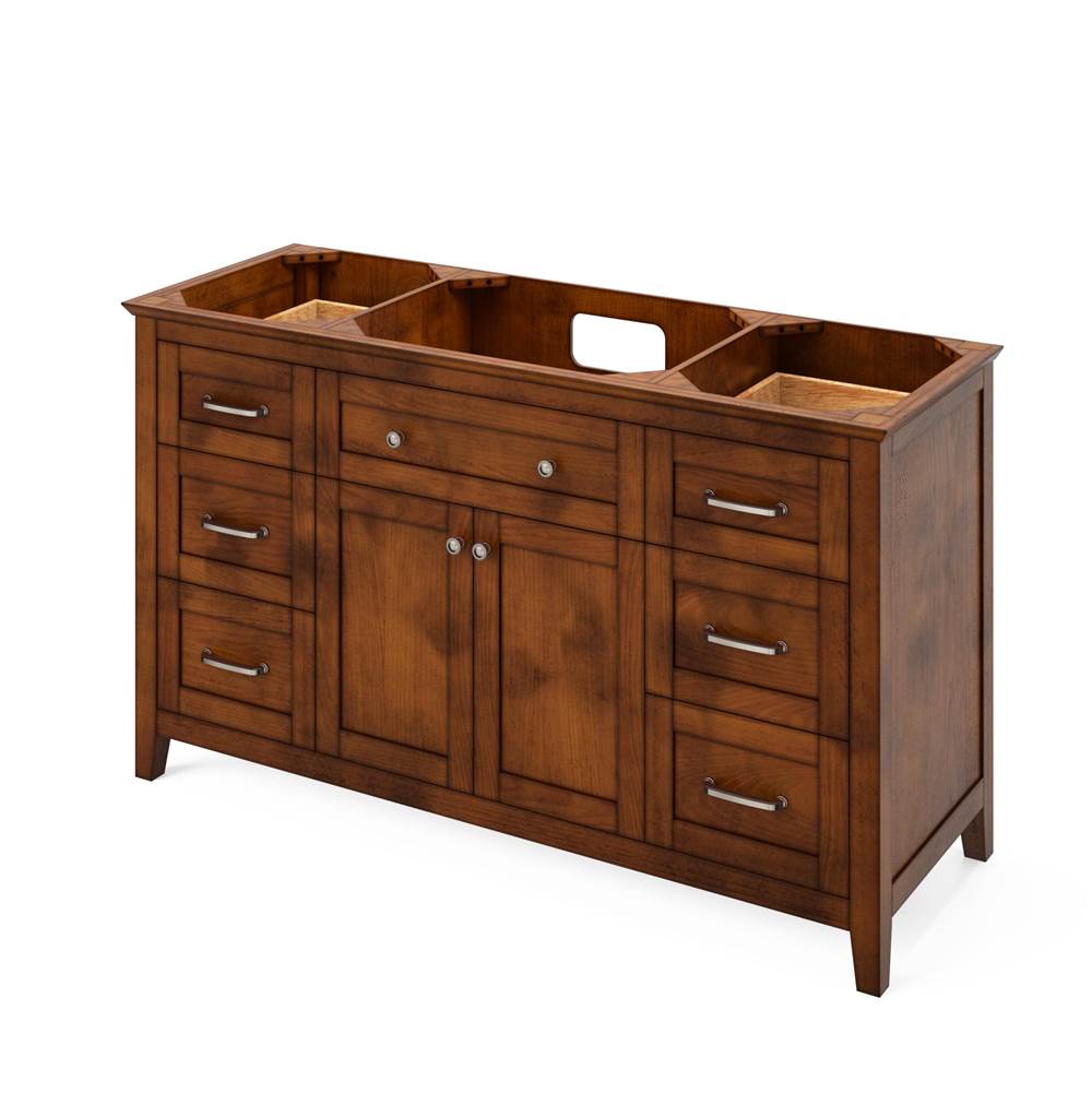 60'' Chocolate Chatham Vanity, White Carrara Marble Vanity Top, undermount rectangle bowl