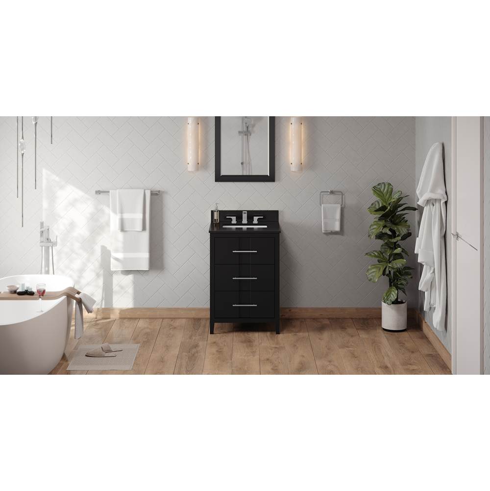 Jeffrey Alexander - 24'' Black Katara Vanity, Black Granite Vanity Top, Undermount Rectangle Bowl - Black